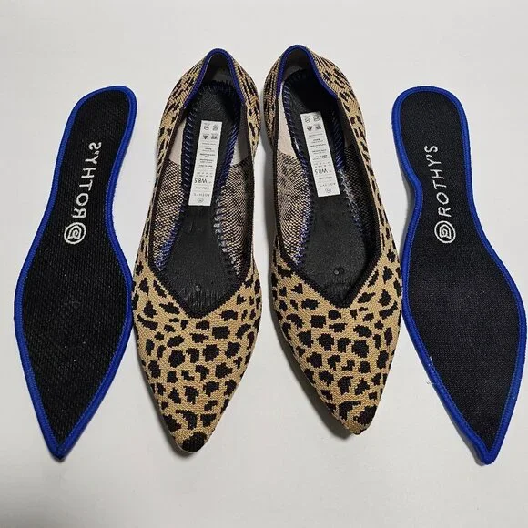 Rothy's Brown and Black Leopard Point Flats Sleek Loafers size 8.5 - Picture 5 of 8